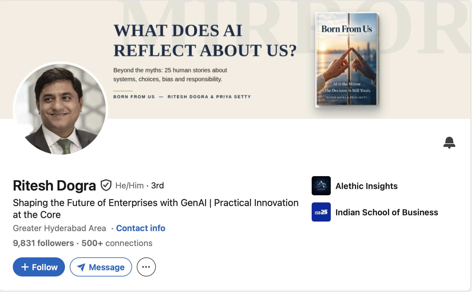 Ritesh Dogra's supplied LinkedIn profile screenshot; opens LinkedIn